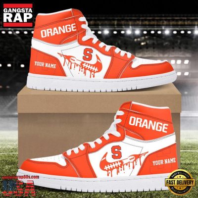 NCAA Syracuse Orange Grunge Style Custom Name Air Jordan 1 Hightop Shoes