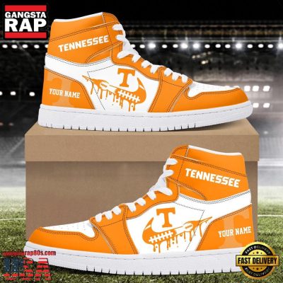 NCAA Tennessee Volunteers Grunge Style Custom Name Air Jordan 1 Hightop Shoes