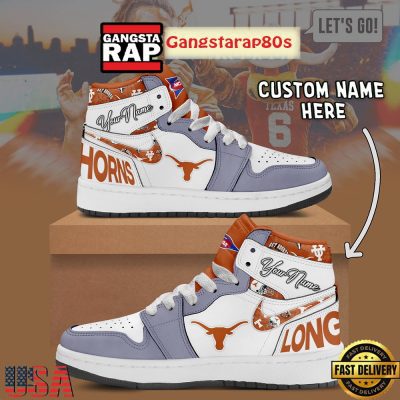 NCAA Texas Longhorns Custom Name Air Jordan 1 Shoes Running Sneakers