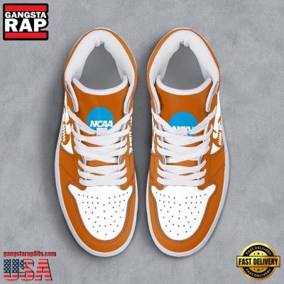 NCAA Texas Longhorns Grunge Style Custom Name Air Jordan 1 Hightop Shoes