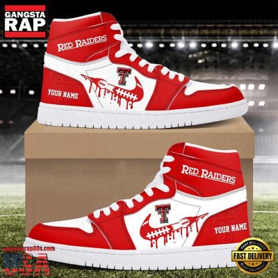 NCAA Texas Tech Red Raiders Grunge Style Custom Name Air Jordan 1 Hightop Shoes