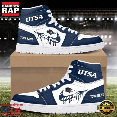 NCAA UTSA Roadrunners Grunge Style Custom Name Air Jordan 1 Hightop Shoes