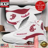NCAA Washington State Cougars Custom Name White Red Air Jordan 13 Shoes Running Sneakers