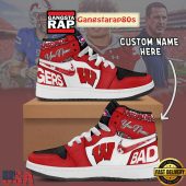 NCAA Wisconsin Badgers Custom Name Air Jordan 1 Shoes Running Sneakers