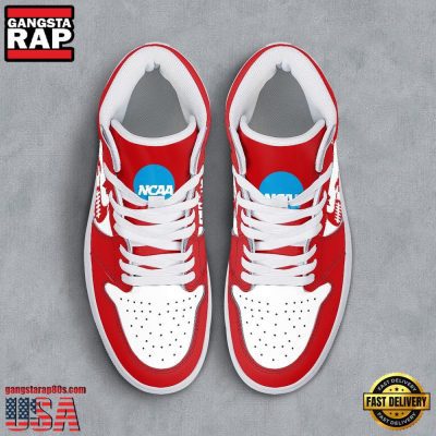 NCAA Wisconsin Badgers Grunge Style Custom Name Air Jordan 1 Hightop Shoes