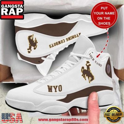NCAA Wyoming Cowboys Custom Name White Air Jordan 13 Shoes Running Sneakers For Men And Women