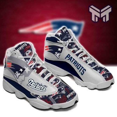 New England Patriots Air Jordan 13,Nfl Big Logo Football Team White Black J13 Shoes Type04