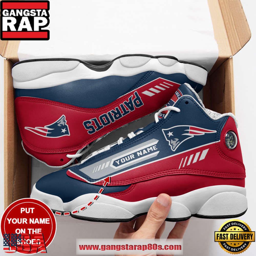 New England Patriots Custom Name Air Jordan 13 Sneakers Shoes New England Patriots Custom Name Air Jordan 13 Sneakers Shoes