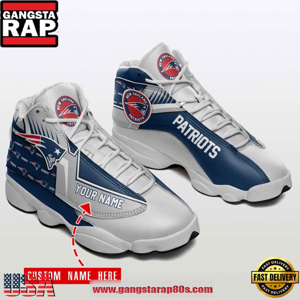 New England Patriots Custom Name Air Jordan 13 Sneakers Shoes New England Patriots Custom Name Air Jordan 13 Sneakers Shoes