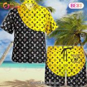 New Louis Vuitton Black Gold Hot Summer 2023 Hawaiian Shirt Beach Shorts 1 Bhbdu.jpg - demo10