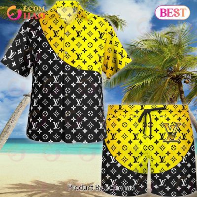NEW Louis Vuitton Black Gold Hot Summer 2023 Hawaiian Shirt & Beach Shorts