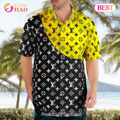 NEW Louis Vuitton Black Gold Hot Summer 2023 Hawaiian Shirt & Beach Shorts
