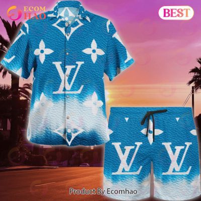 NEW Louis Vuitton Blue Color Trending Summer 2023 Hawaiian Shirt & Beach Shorts