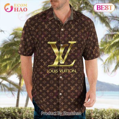 NEW Louis Vuitton Brown Color Hawaiian Shirt & Beach Shorts