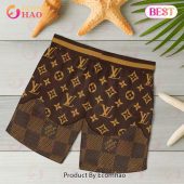 New Louis Vuitton Paris Brown Color Hawaiian Shirt Beach Shorts 5 Ikcvi.jpg - demo10