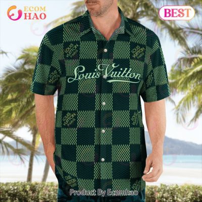 NEW Louis Vuitton Paris Green Color Hawaiian Shirt & Beach Shorts
