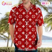 New Louis Vuitton Red Color Hawaiian Shirt & Beach Shorts You Look Lazy - demo10