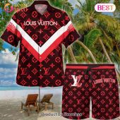 New Louis Vuitton Red Color Trending 2023 Hawaiian Shirt Beach Shorts 1 F4y8h.jpg - demo10