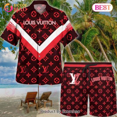 NEW Louis Vuitton Red Color Trending 2023 Hawaiian Shirt & Beach Shorts