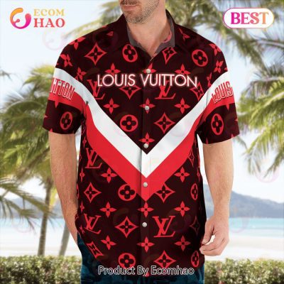 NEW Louis Vuitton Red Color Trending 2023 Hawaiian Shirt & Beach Shorts