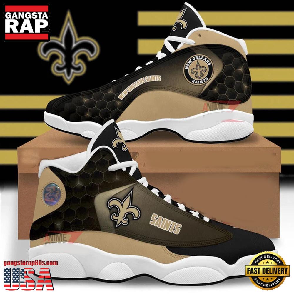 NFL New Orleans Saints New Design Air Jordan 13 Running Sneakers Shoes NFL New Orleans Saints New Design Air Jordan 13 Running Sneakers Shoes