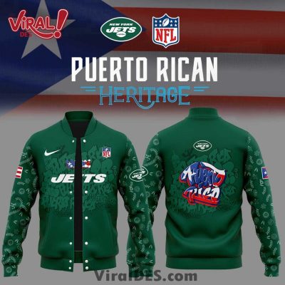 New York Jets 2025 Puerto Rico Heritage Baseball Jacket