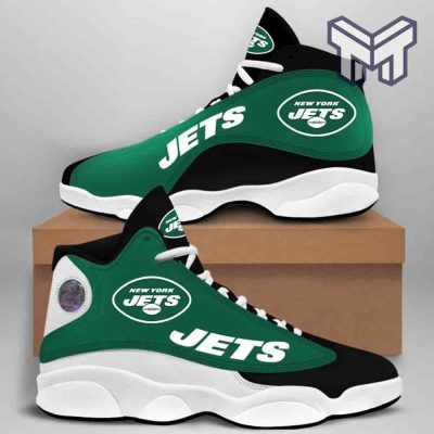 New York Jets Air Jordan 13,Nfl Big Logo Fans Sport Shoes Team White Black J13 Shoes