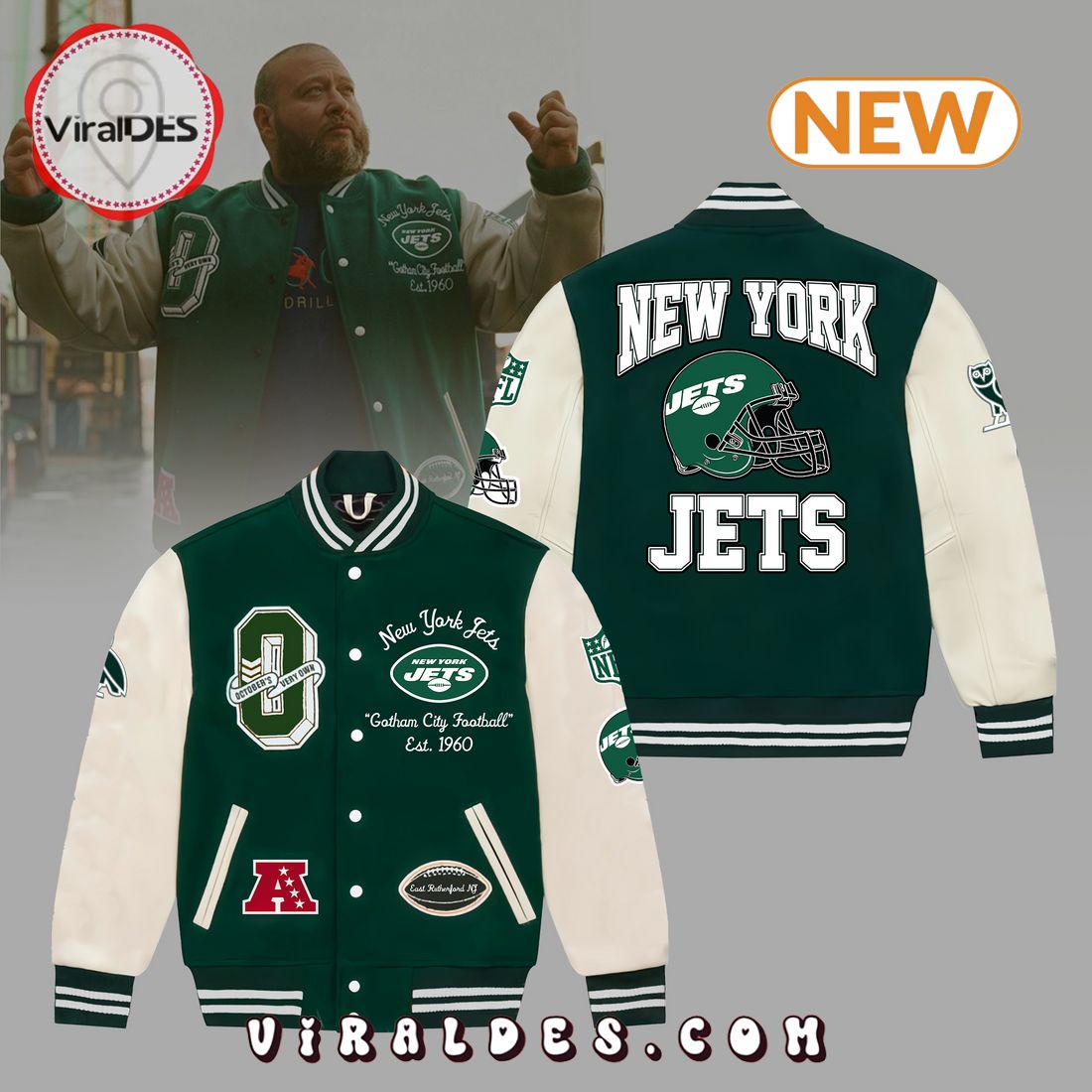 New York Jets October's Very Own NFL Winter Baseball Jacket New York Jets October's Very Own NFL Winter Baseball Jacket
