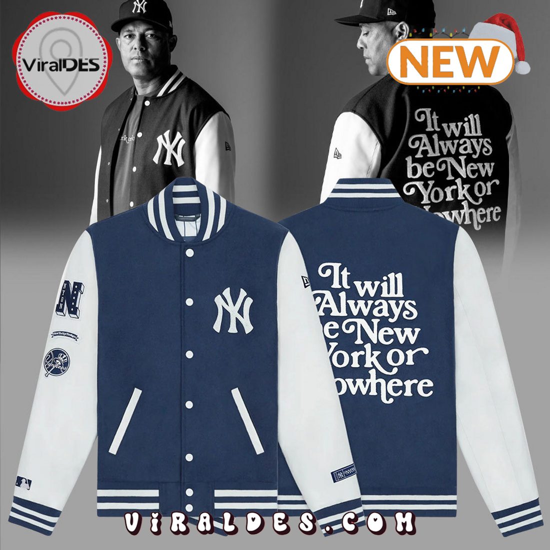 New York Yankees x New York or Now Here Blue Baseball Jacket New York Yankees x New York or Now Here Blue Baseball Jacket