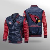 NFL Arizona Cardinals Navy Red Leather Bomber Jacket