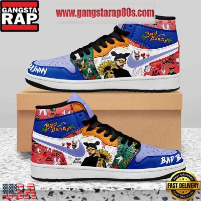 Bad Bunny Ojitos Lindos Black Design Air Jordan 1 Sneakers Shoes