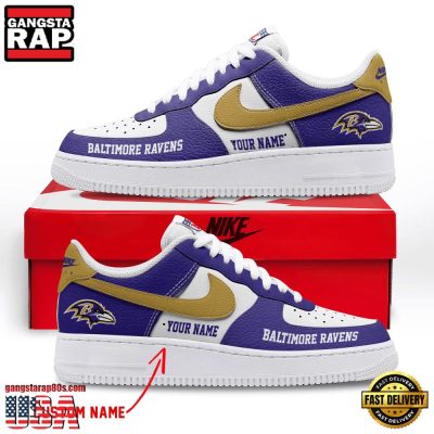 NFL Baltimore Ravens New Design Custom Air Force 1 Running Sneakers Shoes