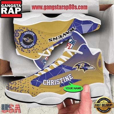 NFL Baltimore Ravens Personalized Air Jordan 13 Sport Shoes