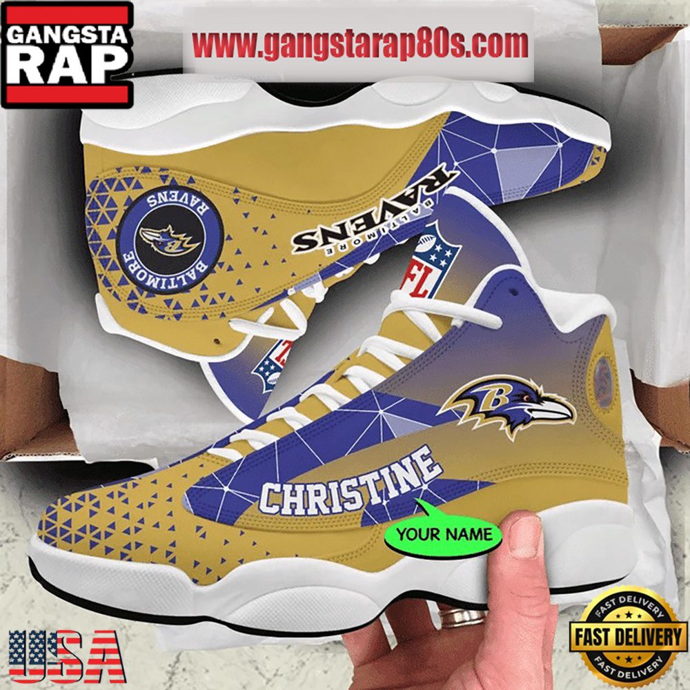NFL Baltimore Ravens Personalized Air Jordan 13 Sport Shoes NFL Baltimore Ravens Personalized Air Jordan 13 Sport Shoes