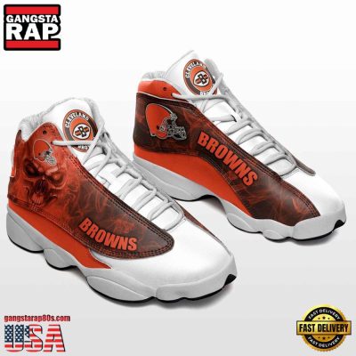 NFL Cleveland Browns New Design Air Jordan 13 Running Sneakers Shoes