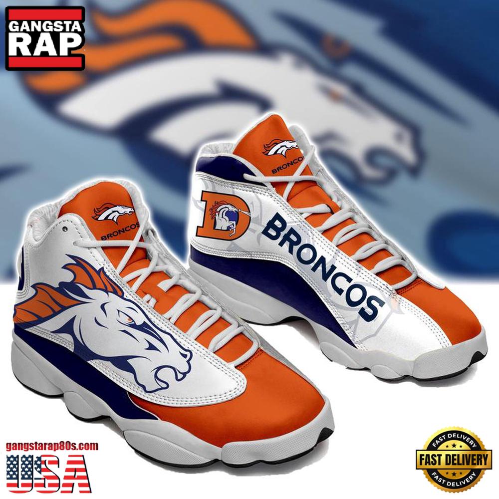 NFL Denver Broncos White Orange Air Jordan 13 Sneakers Shoes Shoes NFL Denver Broncos White Orange Air Jordan 13 Sneakers Shoes Shoes