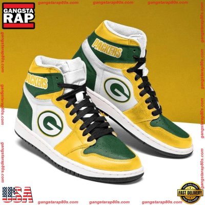 NFL Green Bay Packers Football Logo Team Air Jordan 1 Running Sneakers Shoes