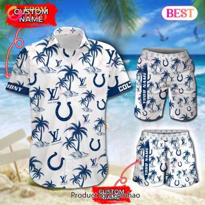 NFL Indianapolis Colts Louis Vuitton Logo Pattern Hawaiian Shirt & Shorts