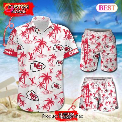 NFL Kansas City Chiefs Louis Vuitton Logo Pattern Hawaiian Shirt & Shorts