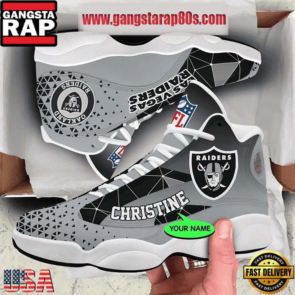 NFL Las Vegas Raiders Personalized Air Jordan 13 Sport Shoes NFL Las Vegas Raiders Personalized Air Jordan 13 Sport Shoes
