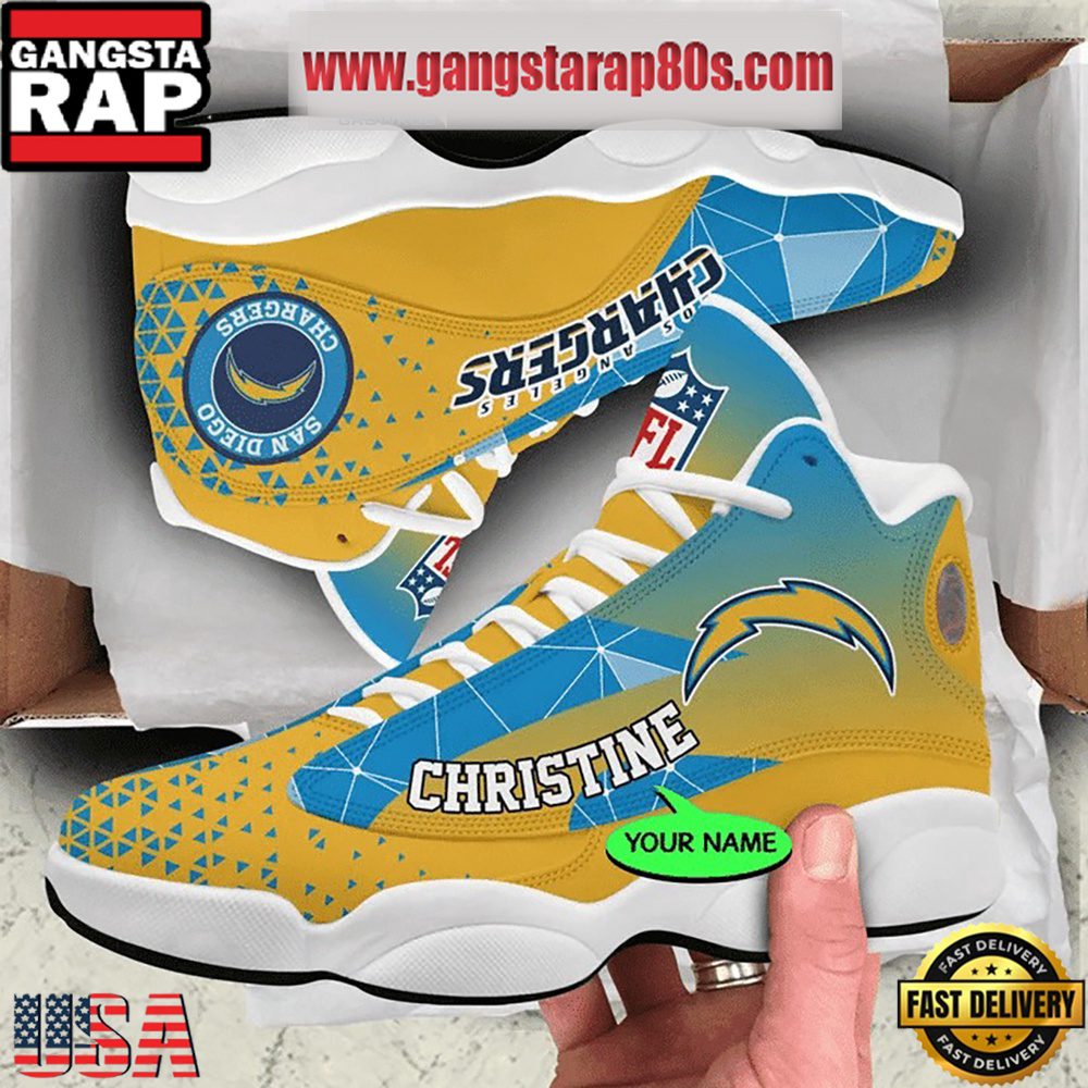 NFL Los Angeles Chargers Personalized Air Jordan 13 Sport Shoes NFL Los Angeles Chargers Personalized Air Jordan 13 Sport Shoes