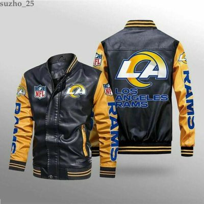NFL Los Angeles Rams Black Yellow Leather Bomber Jacket