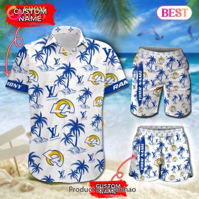 NFL Los Angeles Rams Louis Vuitton Logo Pattern Hawaiian Shirt & Shorts
