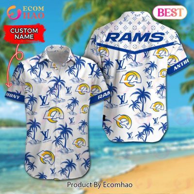 NFL Los Angeles Rams Louis Vuitton Logo Pattern Hawaiian Shirt & Shorts