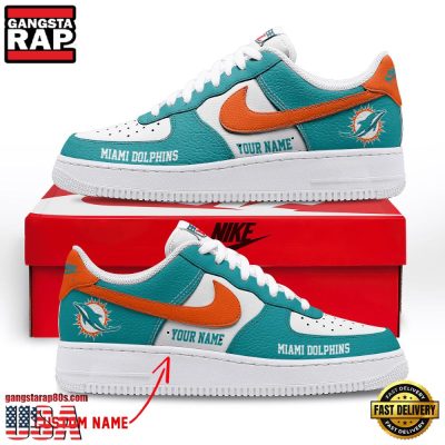 NFL Miami Dolphins New Design Custom Air Force 1 Running Sneakers Shoes