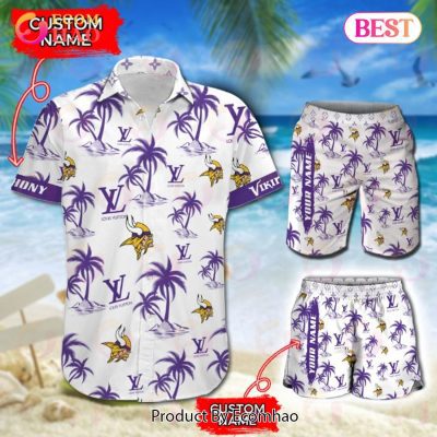 NFL Minnesota Vikings Louis Vuitton Logo Pattern Hawaiian Shirt & Shorts