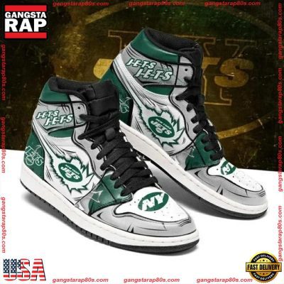 NFL New York Jets Football Logo Team Air Jordan 1 Running Sneakers Shoes