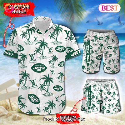 NFL New York Jets Louis Vuitton Logo Pattern Hawaiian Shirt & Shorts