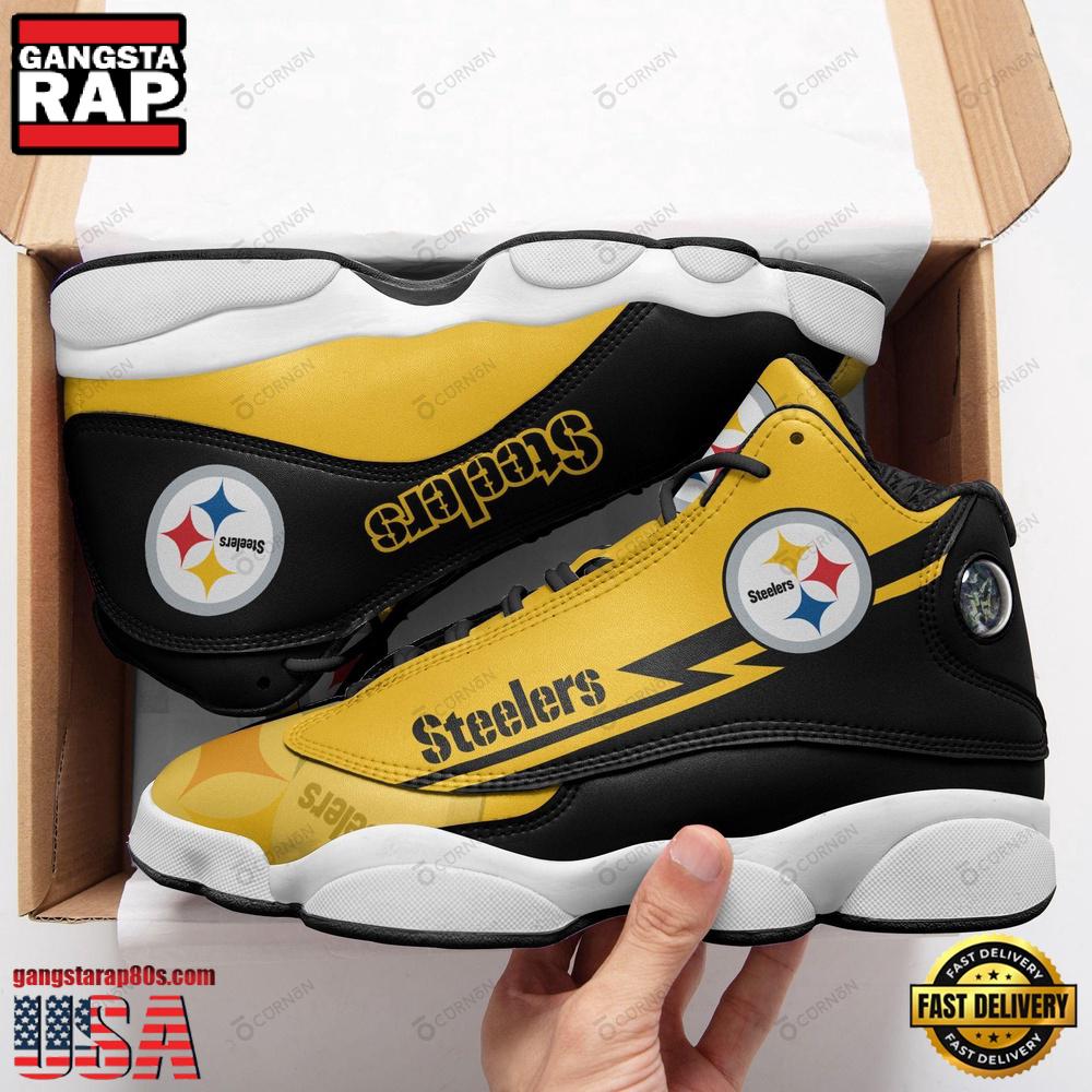 NFL Pittsburgh Steelers BLACK JD 13 Sneakers Shoes NFL Pittsburgh Steelers BLACK JD 13 Sneakers Shoes