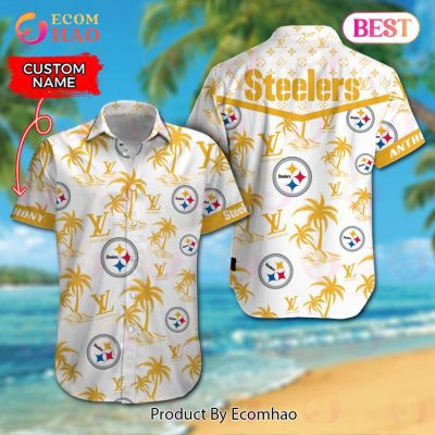 NFL Pittsburgh Steelers Louis Vuitton Logo Pattern Hawaiian Shirt & Shorts